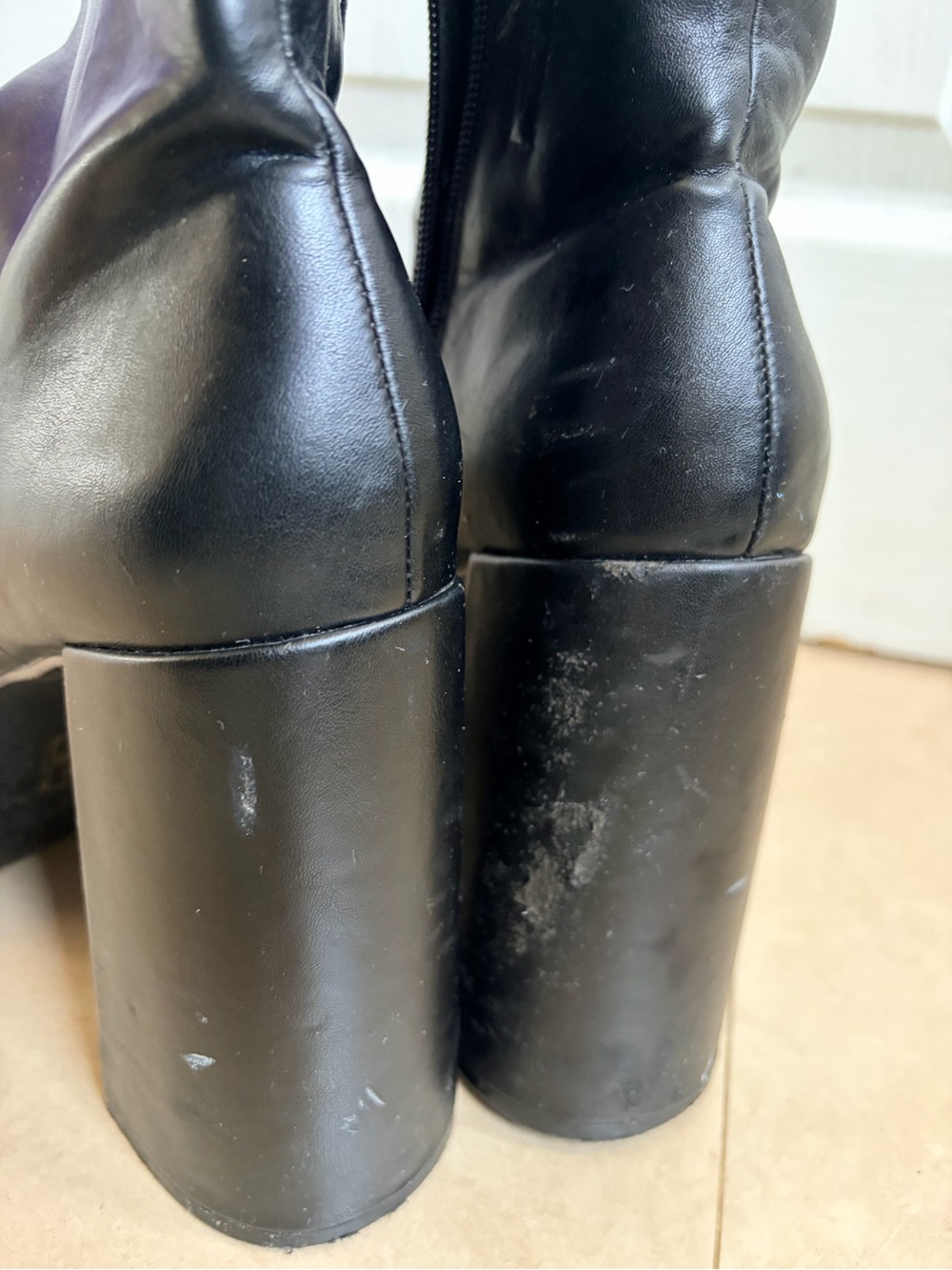 Black Platform Block Heel Ankle Boots - Picture 6 of 7